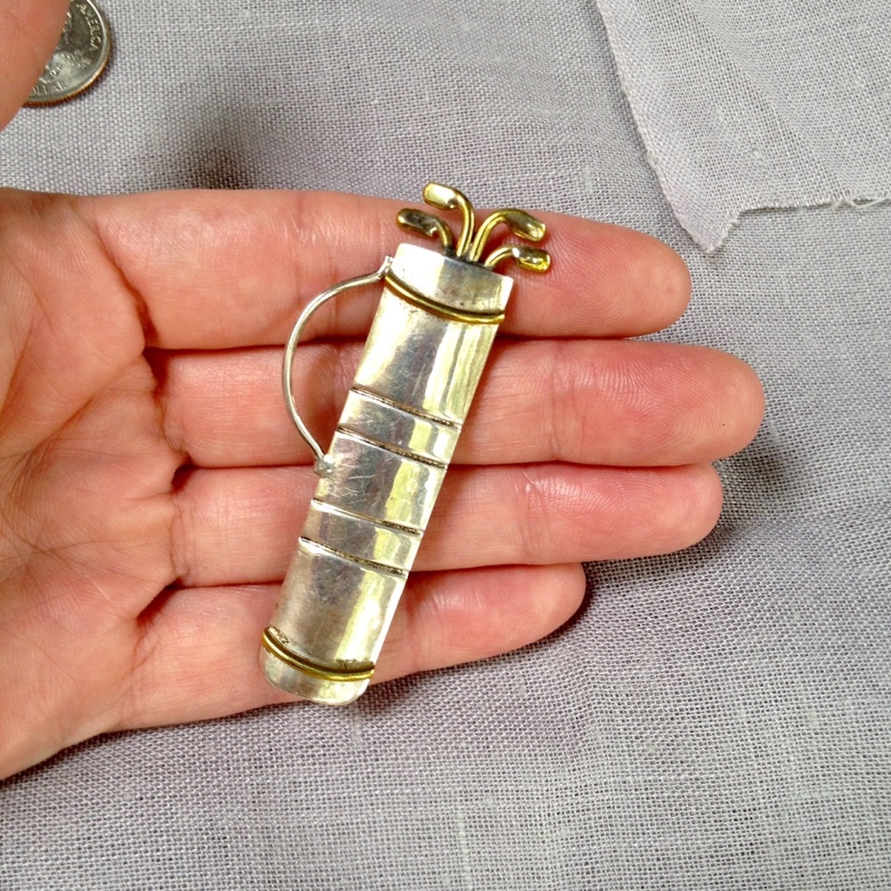 Vintage Silver Golf Bag Brooch